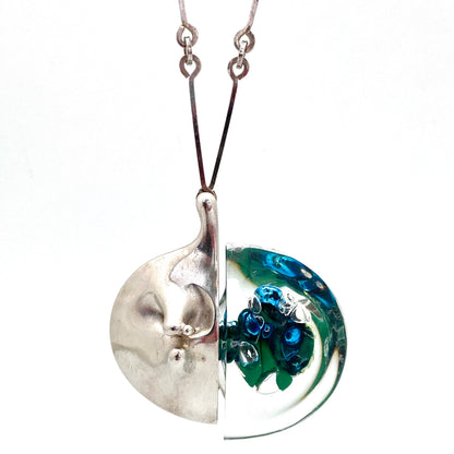 Lapponia 'Kilimanjaro' extra large silver & acrylic necklace ~ Bjorn Weckstrom 1974
