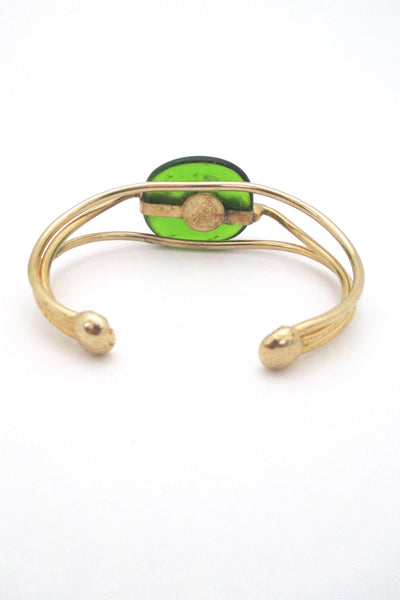Rafael Canada gold tone & apple green cuff bracelet