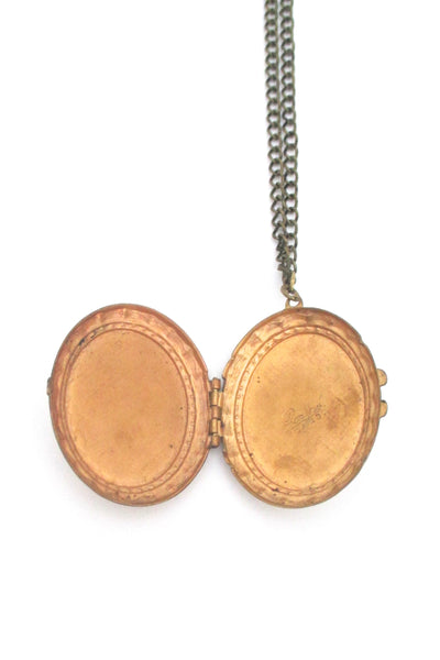Rafael Canada large brass & transparent tangerine orange locket