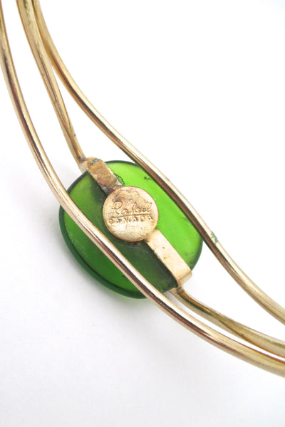 Rafael Canada gold tone & apple green cuff bracelet