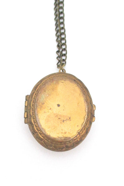 Rafael Canada large brass & transparent tangerine orange locket