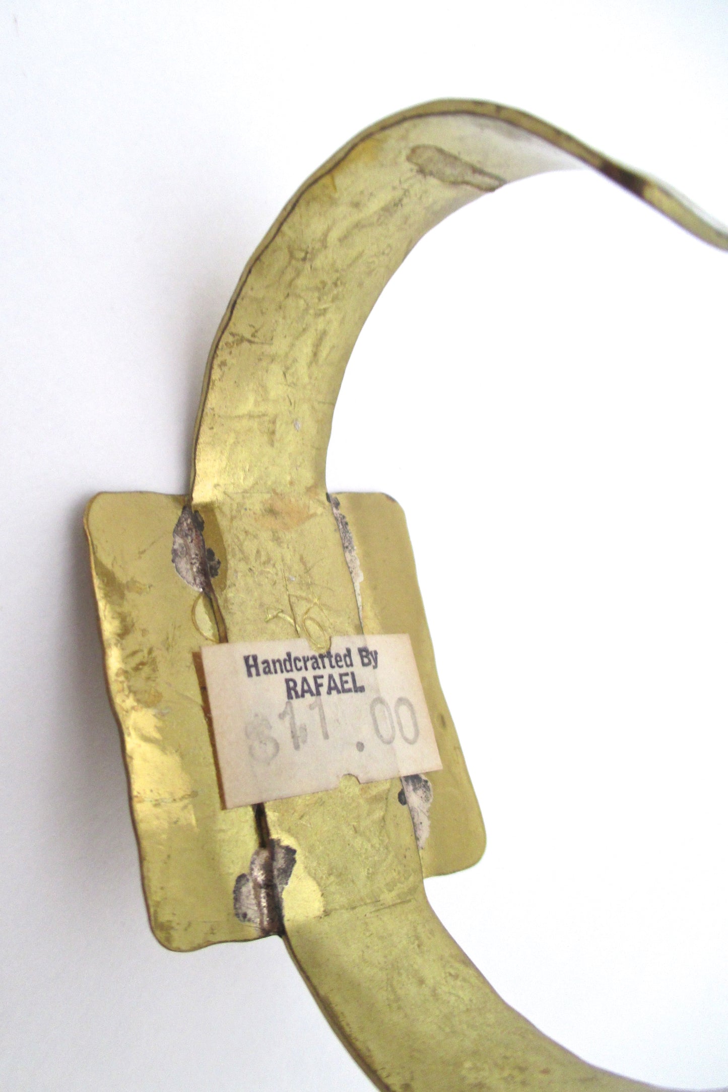 Rafael Canada brass & clear aqua green square cuff bracelet
