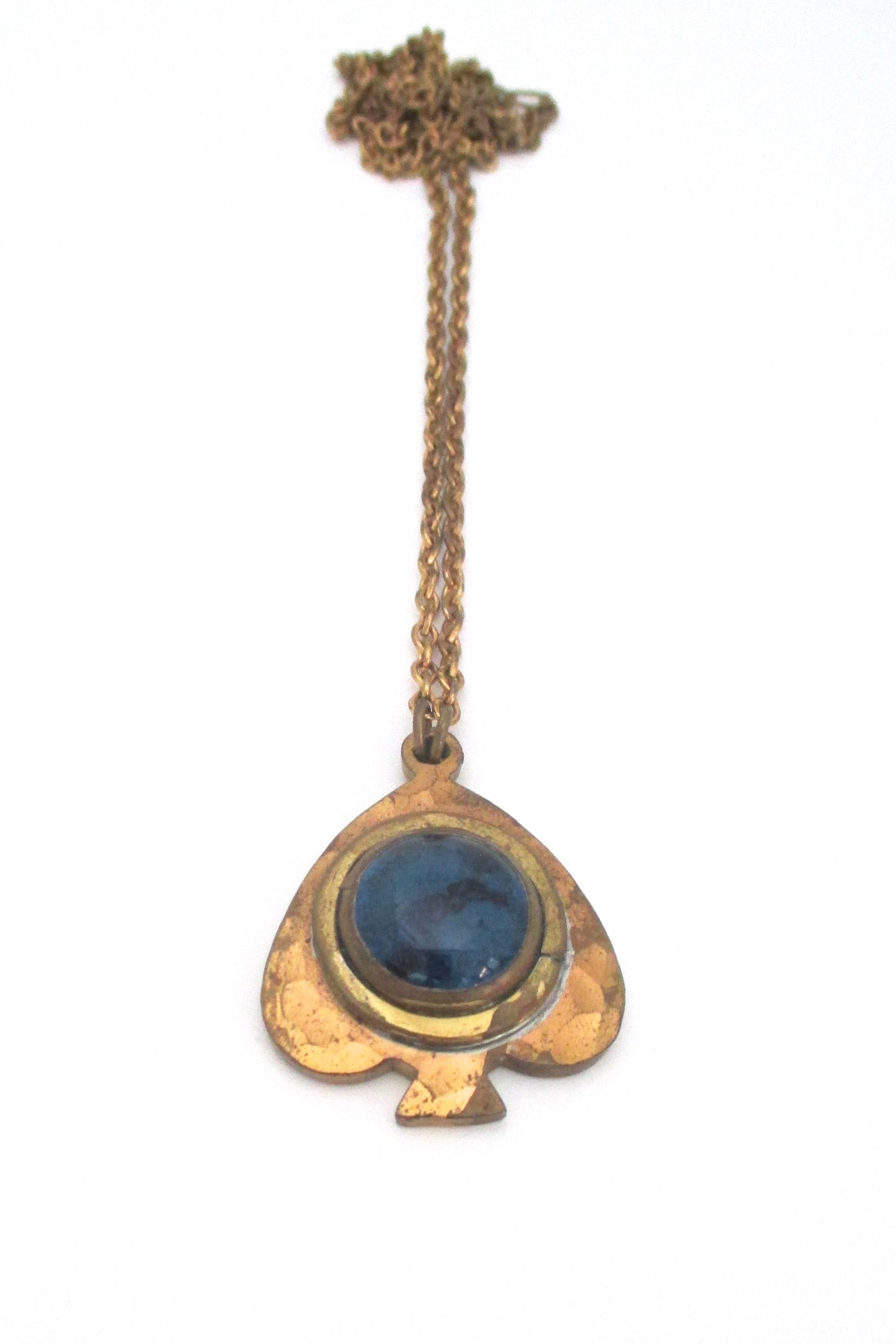 Rafael Canada transparent water blue & brass fish necklace