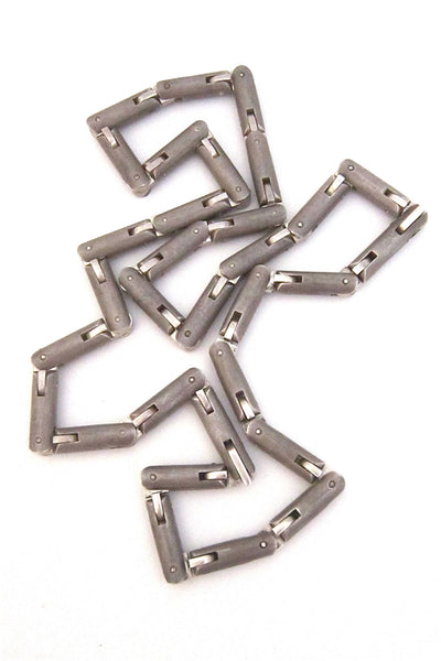 Tomasz Plodowski Poland sterling silver heavy articulated modernist necklace and bracelet