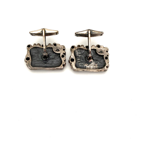 Guy Vidal large textured pewter cufflinks