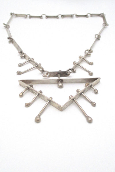 detail Studio made large kinetic primitive modernist silver necklace brutalist style