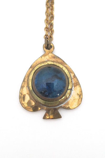 Rafael Canada transparent water blue & brass fish necklace
