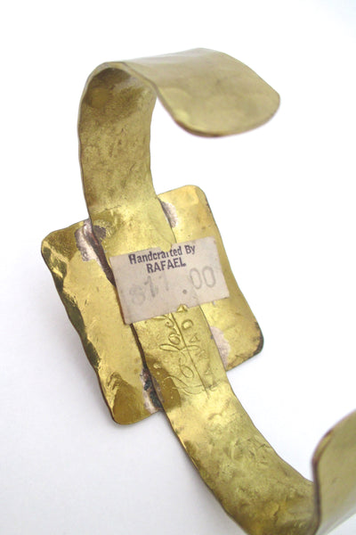 Rafael Canada brass & clear cobalt blue square cuff bracelet