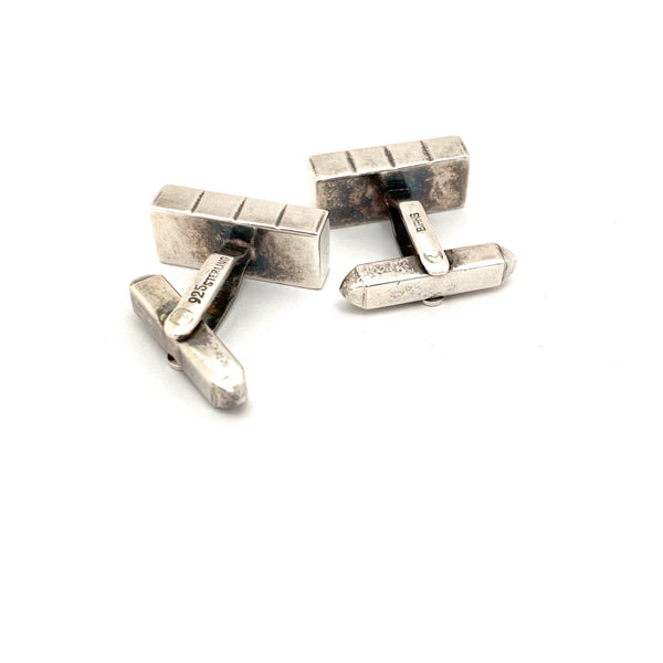 detail Birks Canada vintage sterling silver classic Art Deco style cufflinks