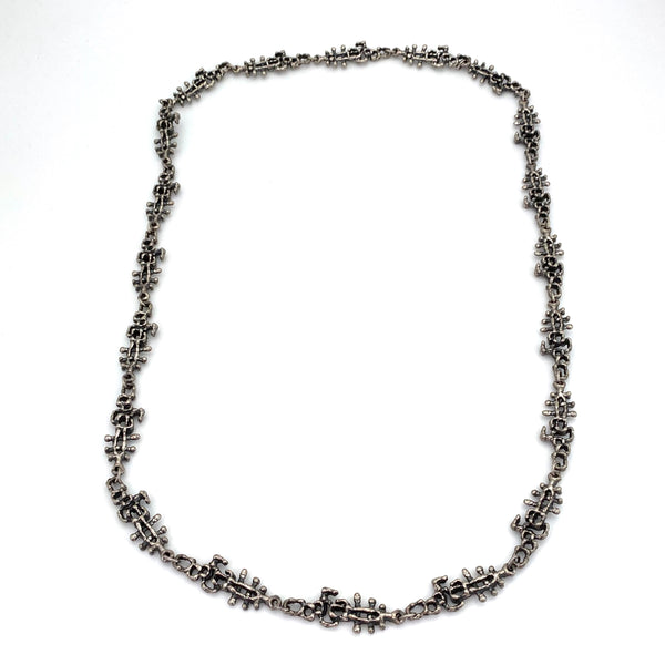 Guy Vidal brutalist openwork pewter long link chain necklace