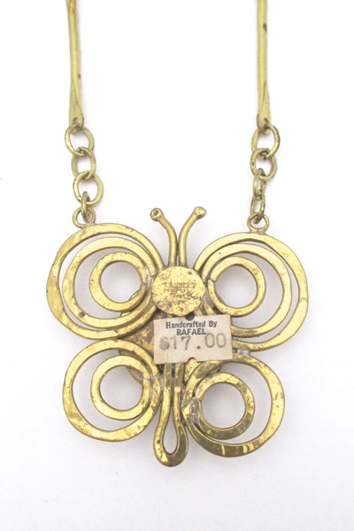 Rafael Canada brass & clear butterfly necklace