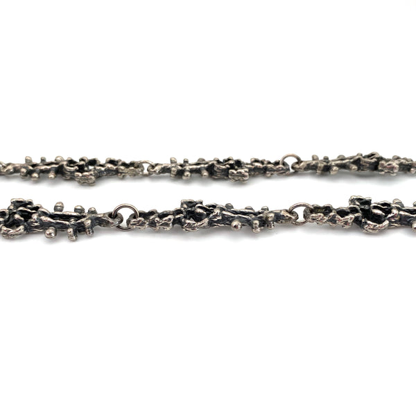 Guy Vidal brutalist openwork pewter long link chain necklace