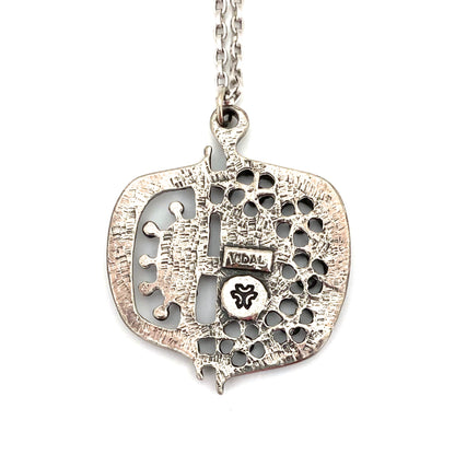 Guy Vidal Canada brutalist openwork pewter 'split circle' pendant necklace