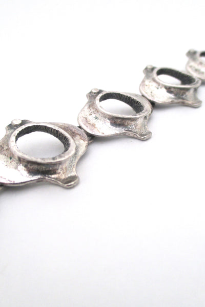 Guy Vidal brutalist pewter 'vertebrae' link bracelet