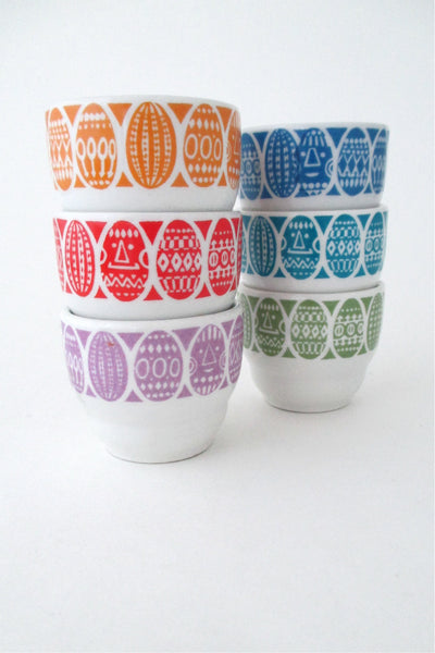 Arabia Finland vintage Scandinavian modernist set of Kauno egg cups by Raija Uosikkinen