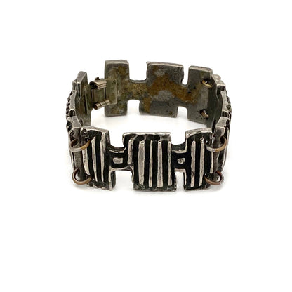 Robert Larin Canada brutalist pewter chunky panel link bracelet