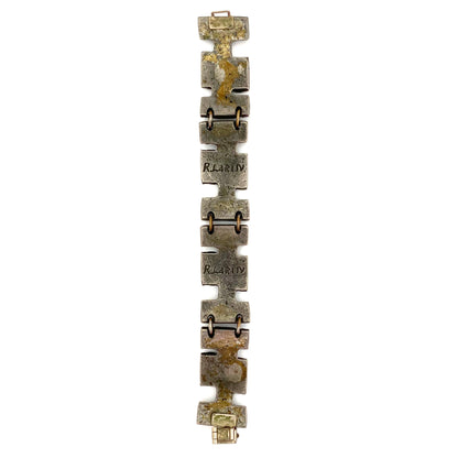 Robert Larin Canada brutalist pewter chunky panel link bracelet