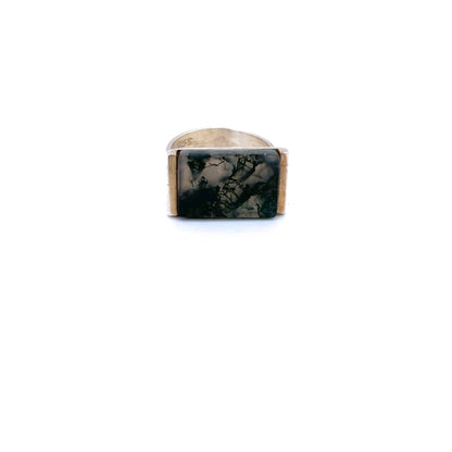 Henning Ulrichsen vintage silver & moss agate ring