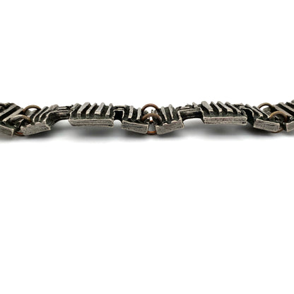 Robert Larin Canada brutalist pewter chunky panel link bracelet