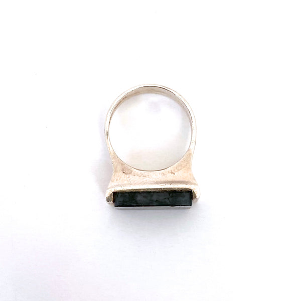 Henning Ulrichsen vintage silver & moss agate ring