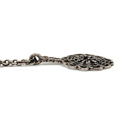profile Robert Larin Canada vintage brutalist pewter openwork pendant necklace