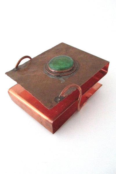 Rafael Alfandary Canada vintage brutalist copper and glass playing card holder