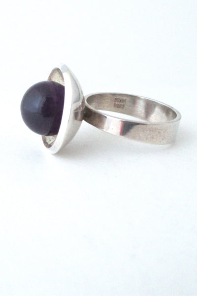 N E From Denmark vintage Scandinavian Modernist sterling silver & amethyst ring