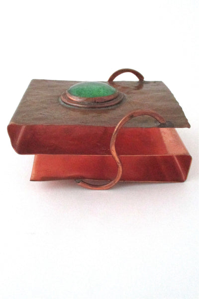 Rafael Alfandary Canada vintage brutalist copper and glass playing card holder