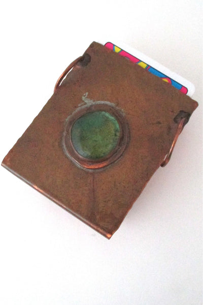 Rafael Alfandary Canada vintage brutalist copper and glass playing card holder