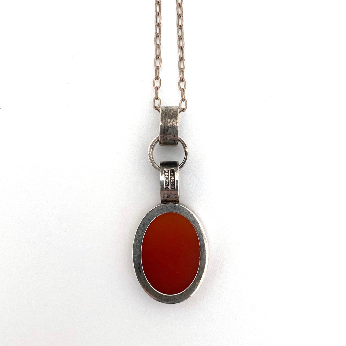 Elis Kauppi for Kupittaan Kulta silver & carnelian pendant necklace