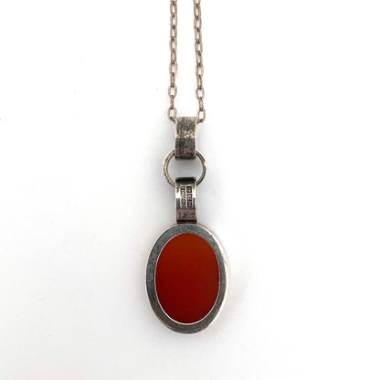 Elis Kauppi for Kupittaan Kulta silver & carnelian pendant necklace