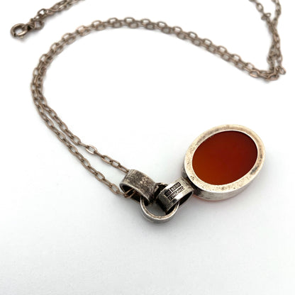 Elis Kauppi for Kupittaan Kulta silver & carnelian pendant necklace
