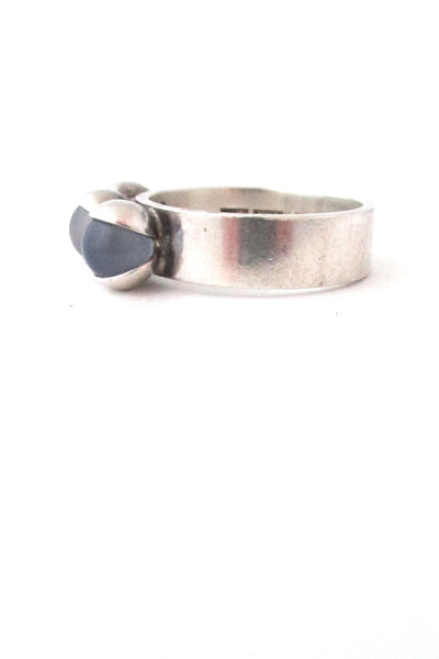 Elis Kauppi for Kupittaan Kulta Finland vintage silver & chalcedony ring