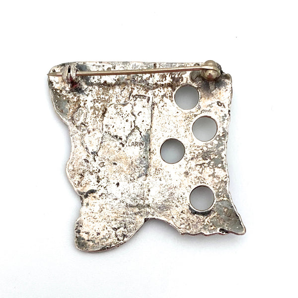 Robert Larin brutalist pewter brooch ~ textured raised dots