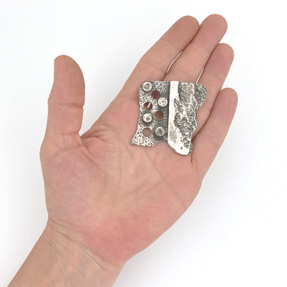 scale Robert Larin Canada vintage brutalist pewter textured raised dots brooch