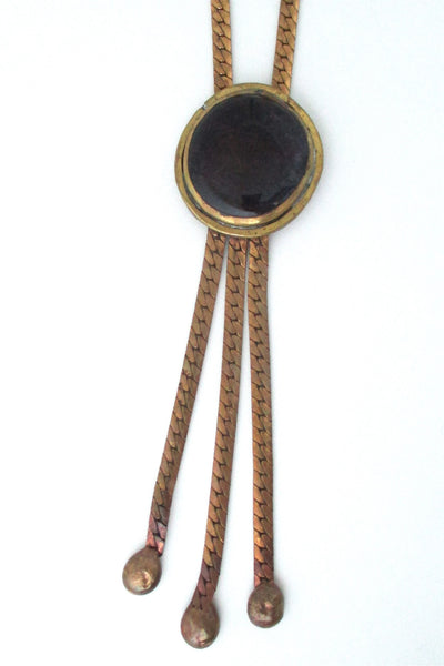 Rafael Alfandary Canada vintage brutalist brass and glass purple fringe necklace