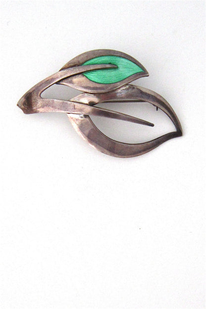 N E From enamelled leaves brooch