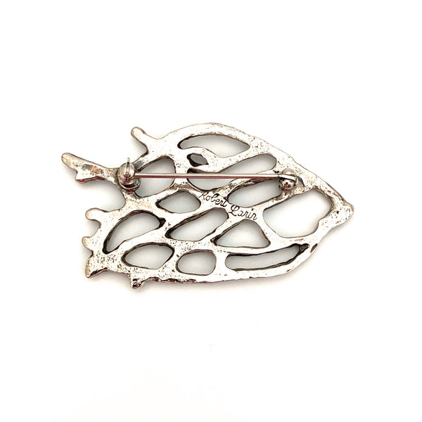 Robert Larin Canada brutalist pewter large openwork brooch