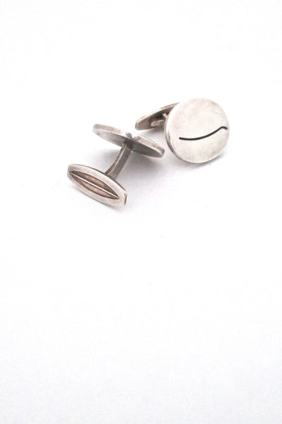 detail Hans Hansen Denmark vintage Scandinavian Modernist sterling silver enamel cufflinks #2 mcm jewelry