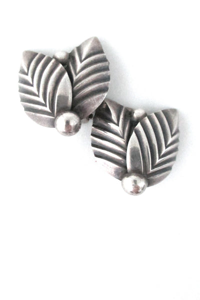 Niels Erik From Denmark vintage silver Scandinavian Modernist leaf & berry earrings