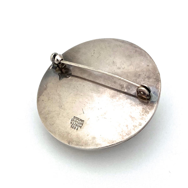 Niels Erik From round brooch ~ large silver cabochon