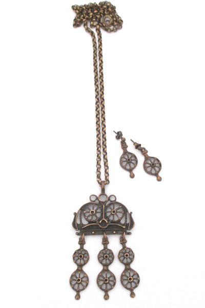Uni David-Andersen bronze drop earrings