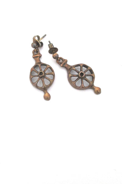 Uni David-Andersen Norway vintage brutalist bronze drop earrings Unn Tangerud