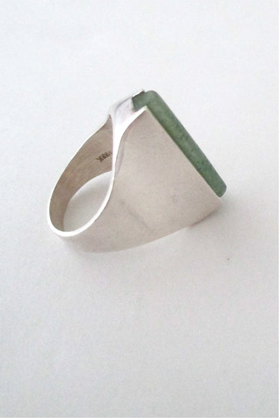 Henning Ulrichsen Denmark vintage modernist silver aventurine ring