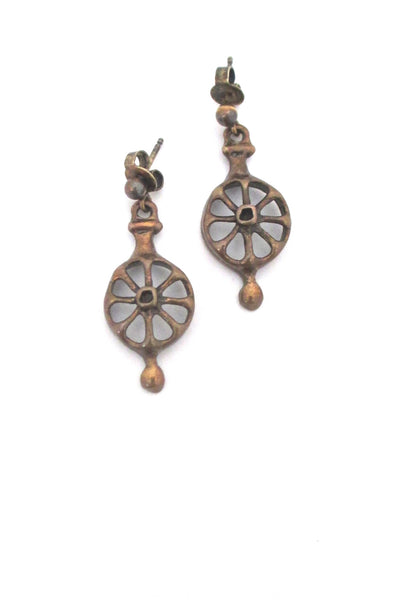 Uni David-Andersen bronze drop earrings