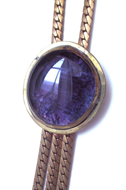 Rafael Alfandary Canada vintage brutalist brass and glass purple fringe necklace
