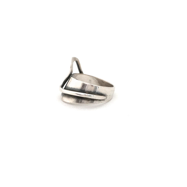 profile Bill Tendler USA vintage silver mid century ring Modernist jewelry design