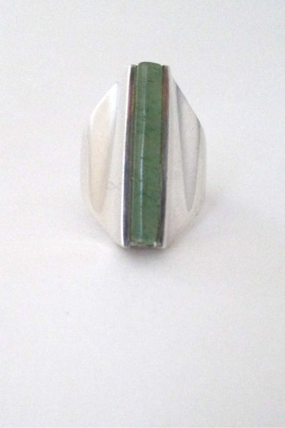 Henning Ulrichsen Denmark vintage modernist silver aventurine ring