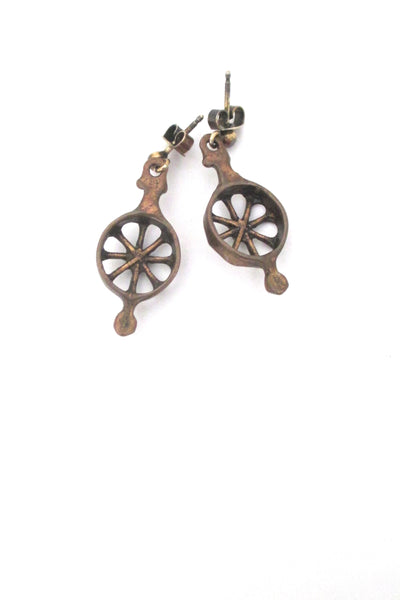 Uni David-Andersen bronze drop earrings