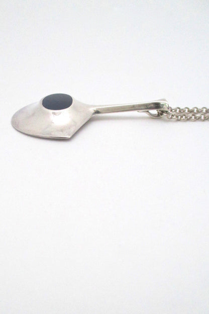 profile David Andersen Norway vintage Scandinavian Modern silver enamel pendant necklace by Bjorn Sigurd Ostern